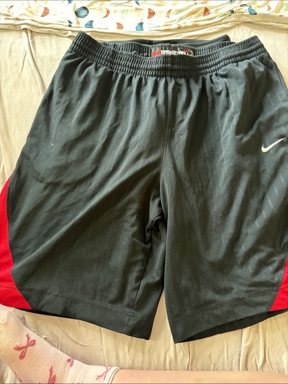 B64 Nike Basketball Men’s Black Shorts with Red Side Panels